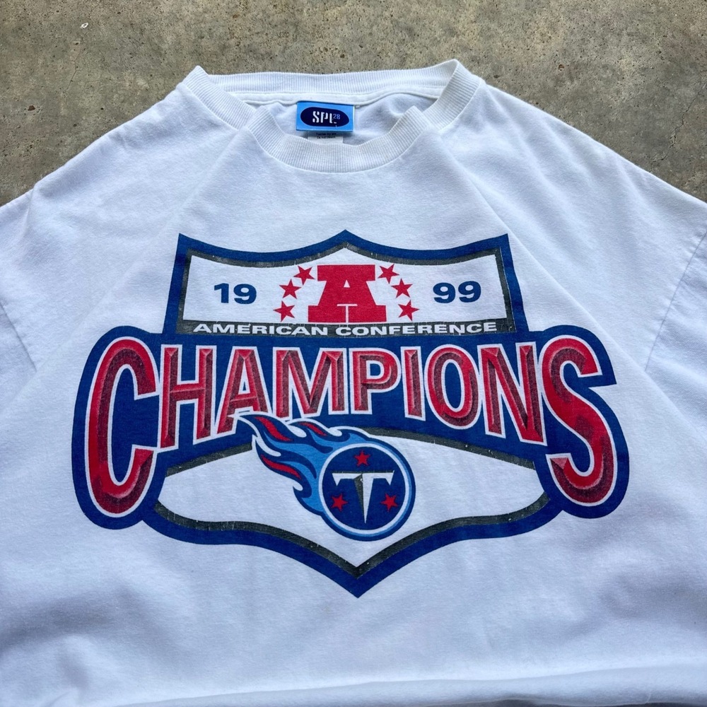 Vintage 90s SPL28‎ Tennessee Titans 1999 AFC Champions NFL Football Tee L d7
